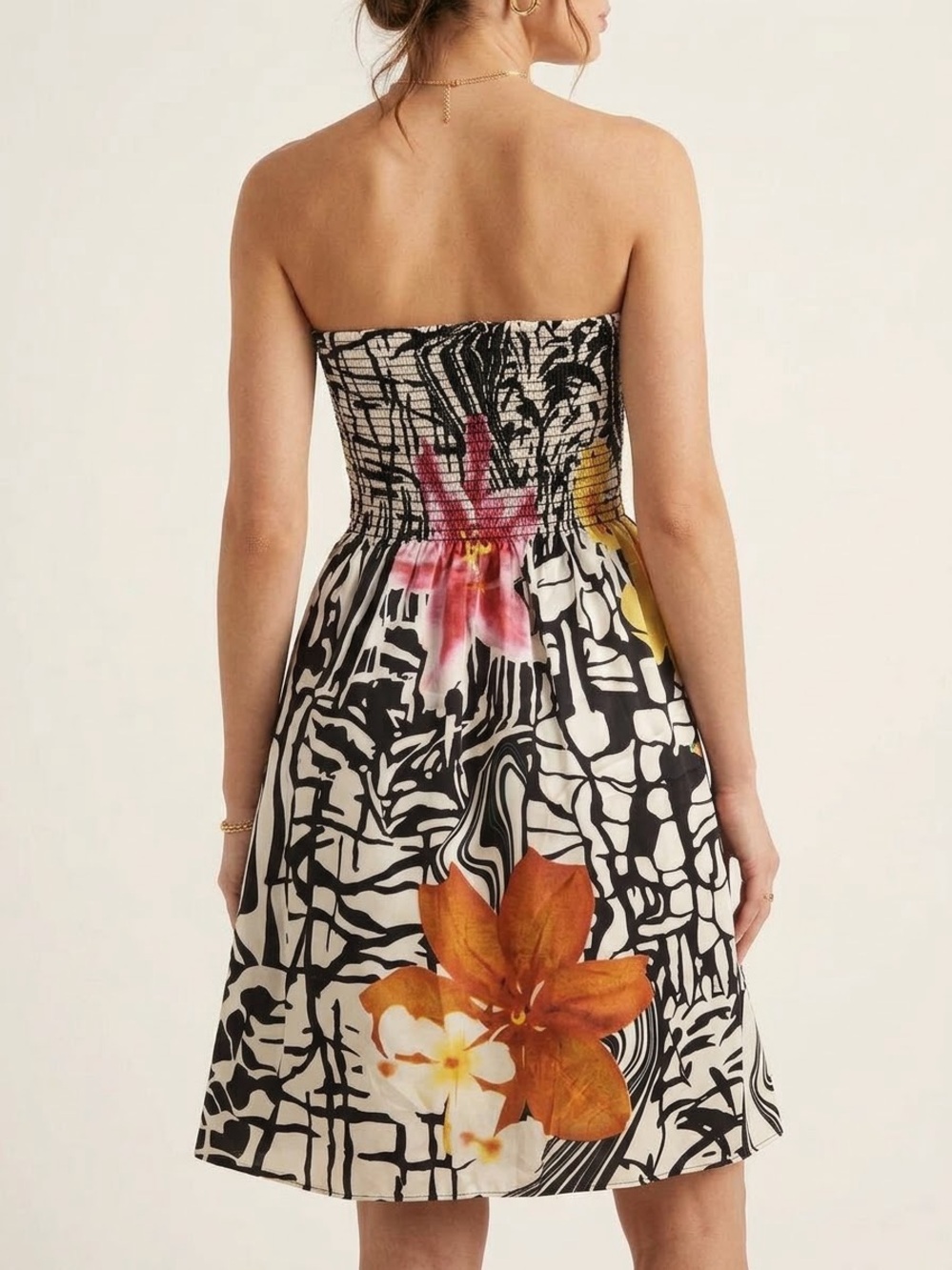 Cache | Y2K Vintage 100% Silk Floral Strapless Tube Dress